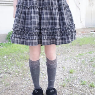 Chu Check Frill Midi Skirt
