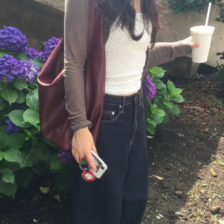 Wide Leather Bag