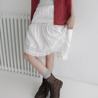 Toy Flowy Dot Chiffon Midi Skirt