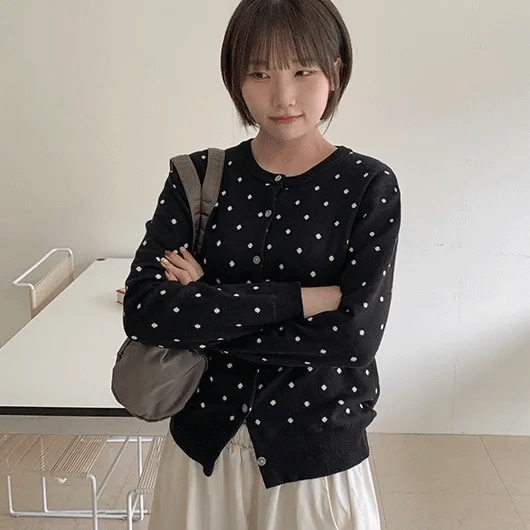 Baniding Dot Round Cardigan