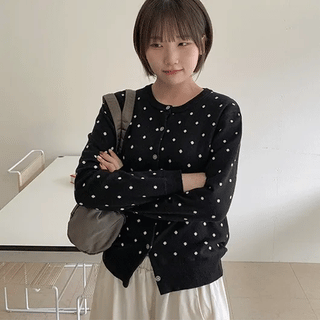 Baniding Dot Round Cardigan