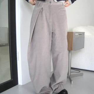Curved Corduroy Pintuck Pants