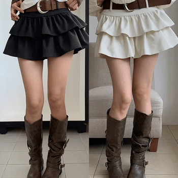 Newb Tiered Velvet Mini Skirt