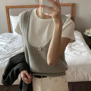 Isigny Halter Sleeveless Layered Tshirt
