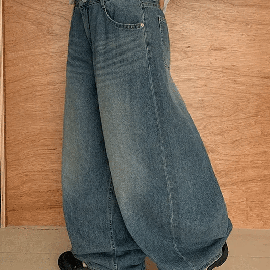 Mutella Summer Denim Balloon Wide Pants