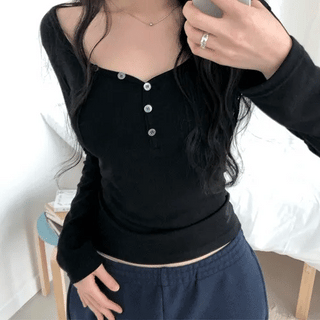 PESTO Ribbed Button T-shirt