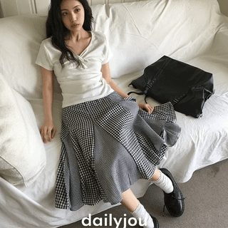 Neolin Check Flare Midi Skirt