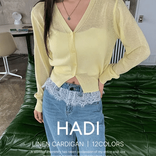 Hardy Linen V-Neck Crop Cardigan