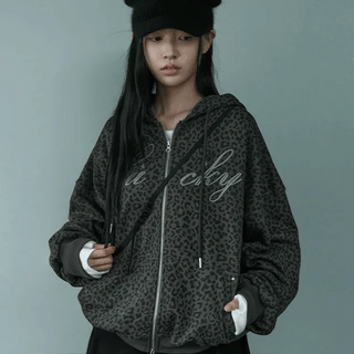 Star Pattern Hooded Zip-Up