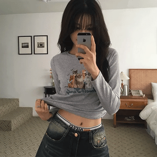Cats Shirred Round T-shirt