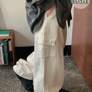 Ilonde Pintuck Cotton Cargo Wide Pants