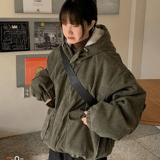 Holmin Quilted Corduroy Fleece Hooded Jumper