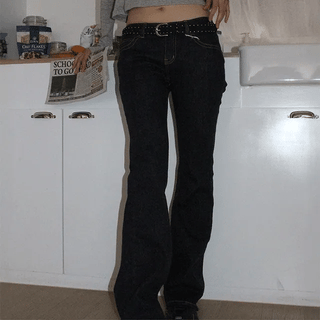 Blair Low Waisted Boot Cut Pants Non-Faded Low-Rise Denim Bootcut