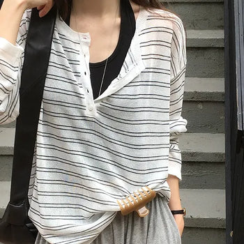 Button Stripe Loose Fit