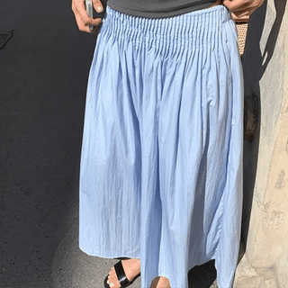 Cozy Pleated Elastic Maxi Skirt