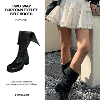 Two-way button eyelet belt boots