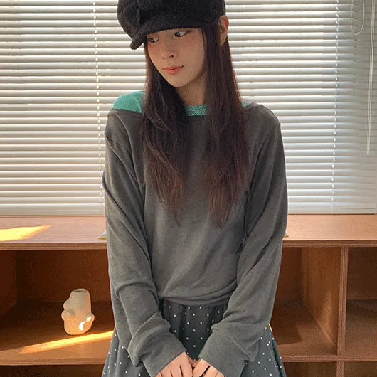 Kemta Layered Off-Shoulder Long Sleeve Tee