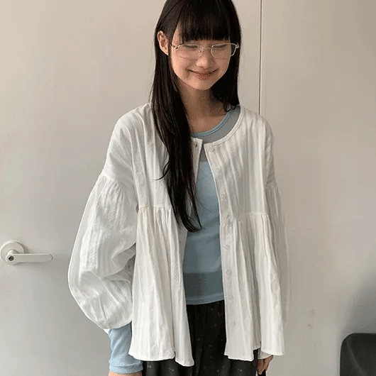 Ricalo Color See-through Round Long Sleeve Tee