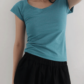 Enton U-neck Striped Slim Fit Short Sleeve T-shirt