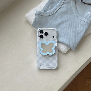 [SET] Cotton Check MagSafe Card Holder Phone Case + MagSafe Mirror Smart Talk