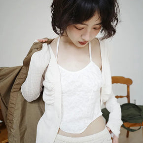 Lace Shirred Halter Top