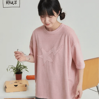 Center Star Embroidered Pigment Short Sleeve Tee