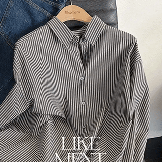 LIKEMENT Blackjack Stripe Loose Fit Shirt