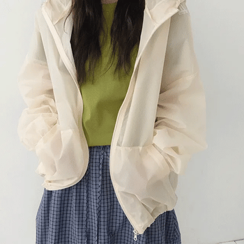 Rito Color See-through Windbreaker Hooded Jumper