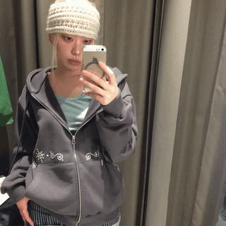 cross knit zip-up