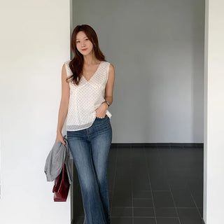 Laurent polka dot sleeveless blouse