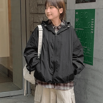 Camcord Nylon Over Hooded Windbreaker Jumper