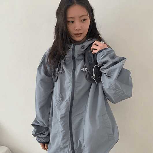 Puke Color Block Hooded Windbreaker Jumper