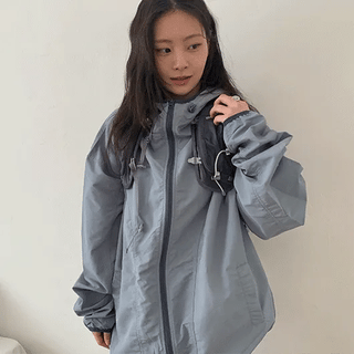 Puke Color Block Hooded Windbreaker Jumper