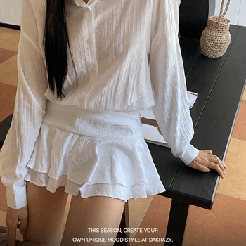 Dida Frill Elastic Banding Mini Shirt Dress
