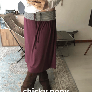 waist stripe midi skirt