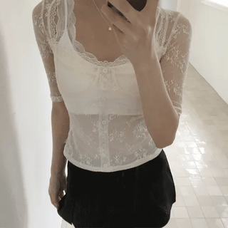Ruddy Lace Button Top
