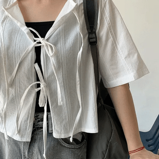 Yujo Two-Way Ribbon Short Sleeve Blouse