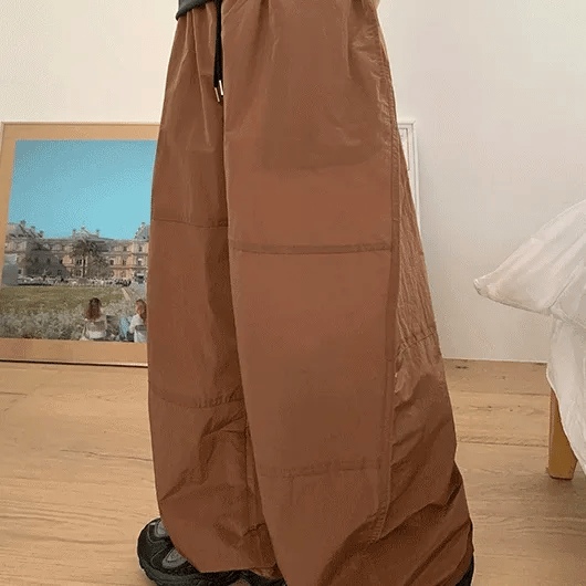 Moninki Elastic Waist Nylon Wide Pants