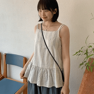 Rosini Striped Frill Sleeveless Blouse