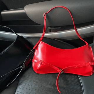 Mini Belted Enamel Shoulder Bag  Belt Leather Leather Bag Mini Bag Y2K Teen Summer Bag Mini Bag Crossbody Bag Leather Bag Red Bag Summer Bag Shoulder Bag Vintage