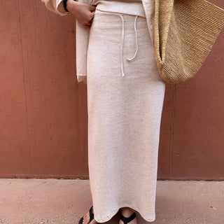 Tunia Summer Waffle Elastic Waist Maxi Skirt