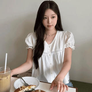 Bella Puff Lace Blouse