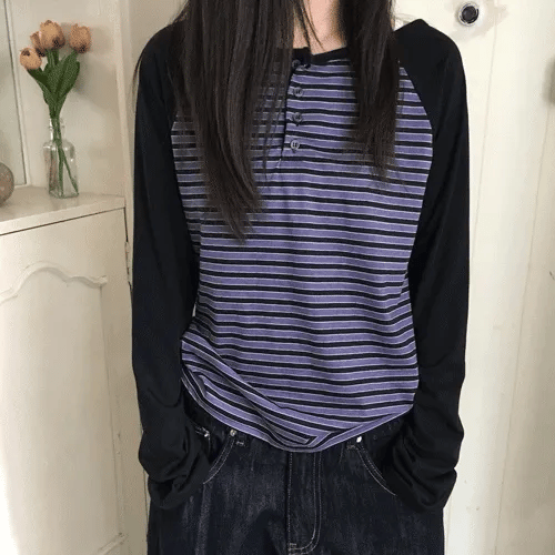 Mizo Striped Raglan Long Sleeve Tee (3 colors)