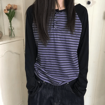 Mizo Striped Raglan Long Sleeve Tee (3 colors)