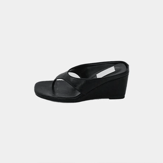 Porta Square Leather Wedge Heel Flip-flops