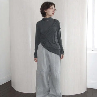 Shirred balloon string pants