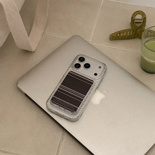 ticking stripe MagSafe clear card wallet pocket case
