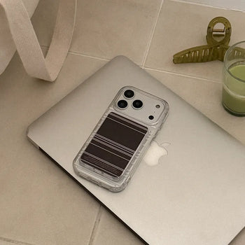 ticking stripe MagSafe clear card wallet pocket case