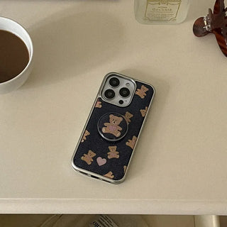 Love Teddy Stitch iPhone 18 Pro MagSafe Silver Bumper Case