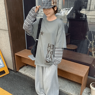 Haslin Stripe Layered Over Long Sleeve Tee